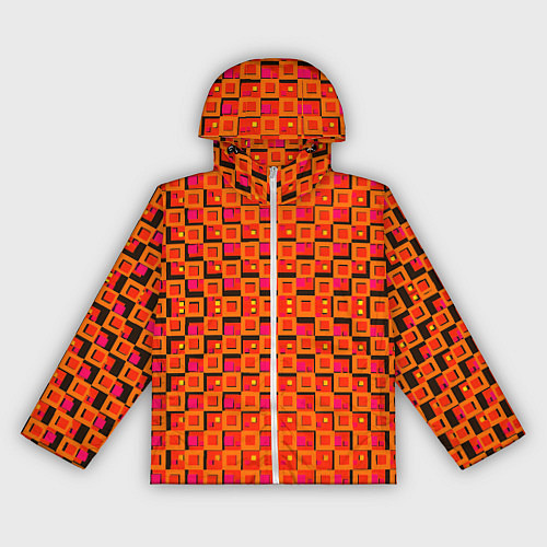Женская ветровка Фиолетовые квадраты на чёрном фоне / 3D-Белый – фото 1