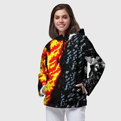 Женская ветровка Текстура огня и воды / 3D-Черный – фото 3