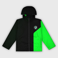 Ветровка с капюшоном женская Skoda pattern sport green, цвет: 3D-черный