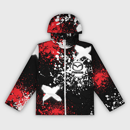 Женская ветровка Мазда на фоне граффити и брызг красок / 3D-Белый – фото 1