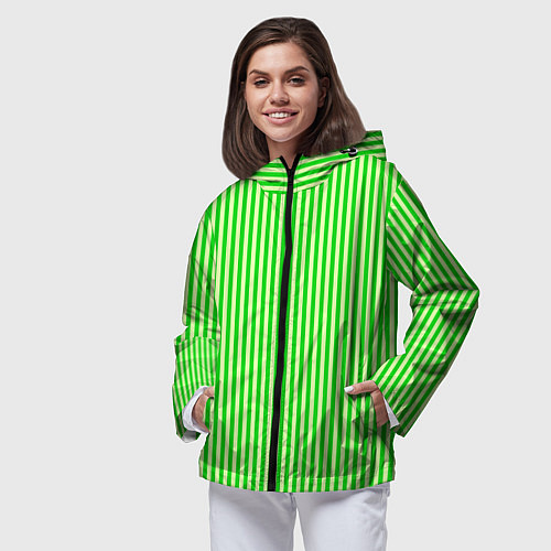 Женская ветровка Полосатый салатовый / 3D-Черный – фото 3