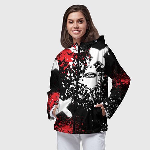 Женская ветровка Форд на фоне граффити и брызг красок / 3D-Черный – фото 3