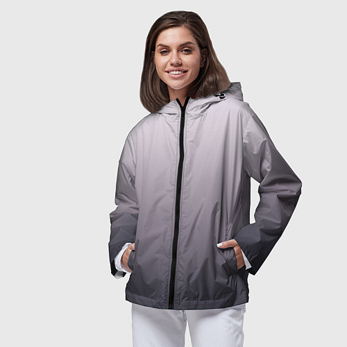 Женская ветровка Бледный серо-пурпурный градиент / 3D-Черный – фото 3