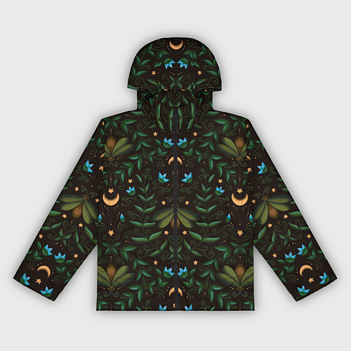 Женская ветровка Ночь, луна и мотыльки - паттерн / 3D-Черный – фото 1