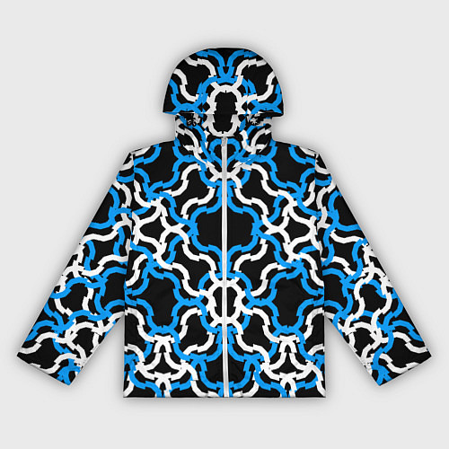 Женская ветровка Сине-белые полосы на чёрном фоне / 3D-Белый – фото 1