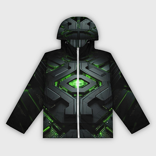 Женская ветровка Объемная абстрактная яркая зеленая фигура на черно / 3D-Белый – фото 1