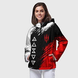 Ветровка с капюшоном женская Дикая охота и знаки, цвет: 3D-черный — фото 2