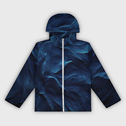 Ветровка с капюшоном женская Синие глубокие абстрактные волны, цвет: 3D-белый