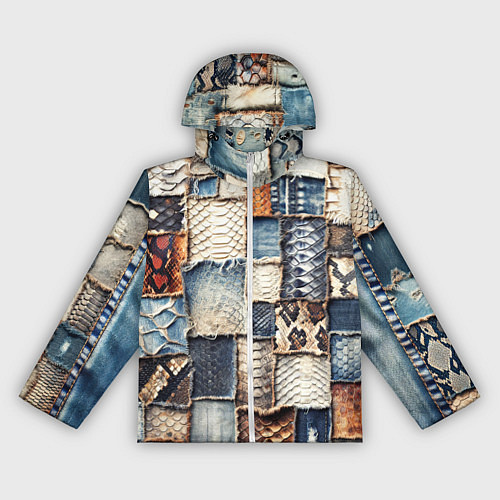 Женская ветровка Змеиная кожа - пэчворк / 3D-Белый – фото 1