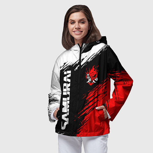 Женская ветровка Самурай лого - киберпанк 2077 / 3D-Черный – фото 3