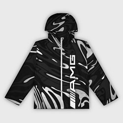 Ветровка с капюшоном женская Мерседес АМГ - белые волны, цвет: 3D-белый