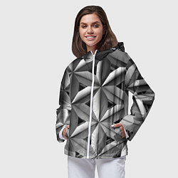 Ветровка с капюшоном женская Черно белый узор, цвет: 3D-белый — фото 2