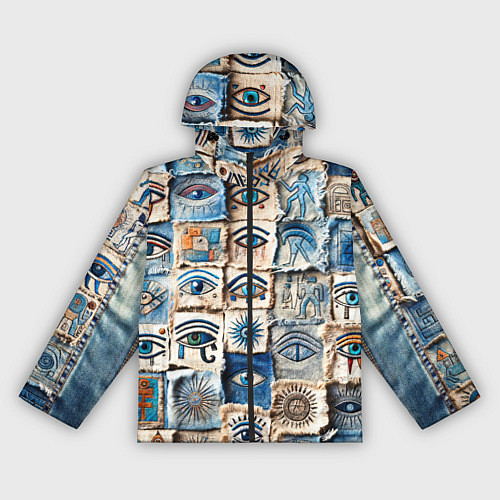 Женская ветровка Глаза на пэчворк дениме / 3D-Черный – фото 1