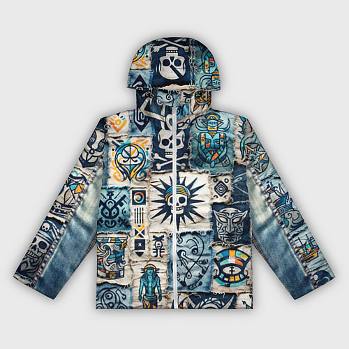 Женская ветровка Пэчворк деним с пиратами / 3D-Белый – фото 1