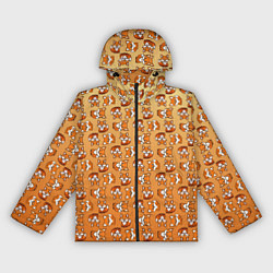 Ветровка с капюшоном женская Паттерн из милых лисят, цвет: 3D-черный