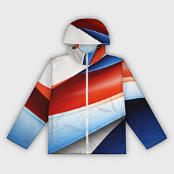 Ветровка с капюшоном женская Абстрактный минимализм плавные волнистые линии, цвет: 3D-белый