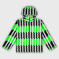 Ветровка с капюшоном женская Вертикальные чёрно-зелёные полосы, цвет: 3D-черный