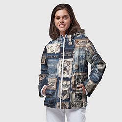 Ветровка с капюшоном женская Пэчворк джинсы из Лондона, цвет: 3D-белый — фото 2