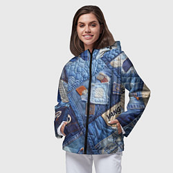Ветровка с капюшоном женская Vanguard jeans patchwork - ai art, цвет: 3D-черный — фото 2