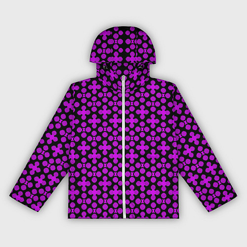 Женская ветровка Розовые четырёхлистники на чёрном фоне / 3D-Белый – фото 1