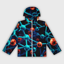 Ветровка с капюшоном женская Молекулы под микроскопом, цвет: 3D-белый