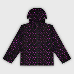 Ветровка с капюшоном женская Чёрный с сиреневыми звёздочками, цвет: 3D-черный