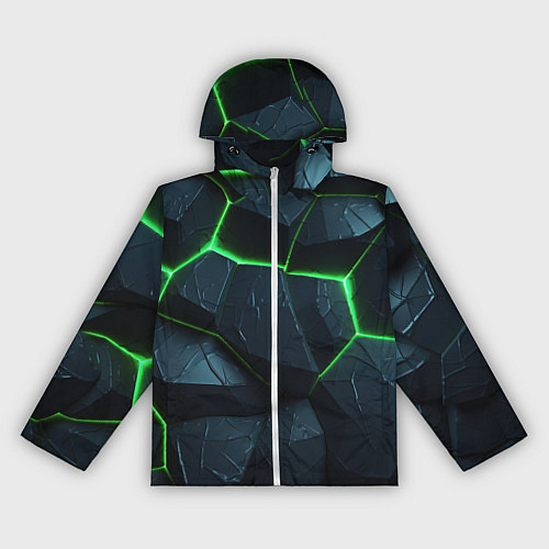 Женская ветровка Abstract dark green geometry style / 3D-Белый – фото 1