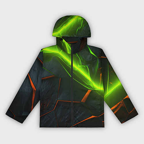 Женская ветровка Green neon abstract geometry / 3D-Черный – фото 1