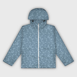 Ветровка с капюшоном женская Серо-голубой цветочный однотонный узор, цвет: 3D-белый