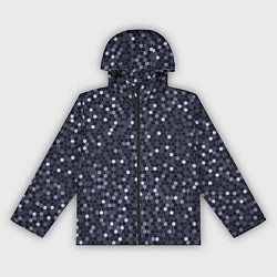 Ветровка с капюшоном женская Соты металлический синий, цвет: 3D-черный