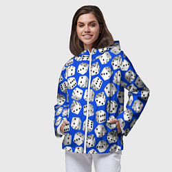Ветровка с капюшоном женская Игральные кубики узор, цвет: 3D-белый — фото 2