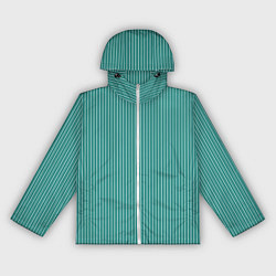 Ветровка с капюшоном женская Благородный бирюзовый в белую тонкую полоску, цвет: 3D-белый