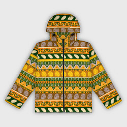Ветровка с капюшоном женская Оливково желтый полосатый тропический узор, цвет: 3D-черный