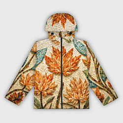 Ветровка с капюшоном женская Мозаика осенняя листва в теплых тонах, цвет: 3D-черный