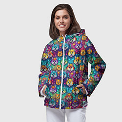 Ветровка с капюшоном женская Furry color anime animal faces, цвет: 3D-белый — фото 2