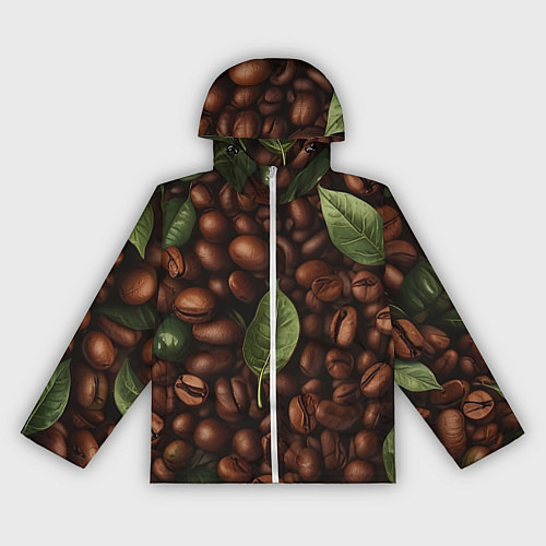Женская ветровка Кофейные зёрна с листьями / 3D-Белый – фото 1