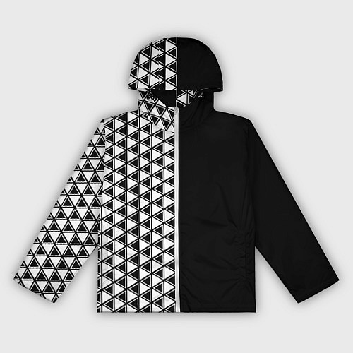 Женская ветровка Белые треугольники на чёрном фоне / 3D-Белый – фото 1