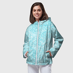 Ветровка с капюшоном женская Светлый бело-голубой текстура, цвет: 3D-белый — фото 2