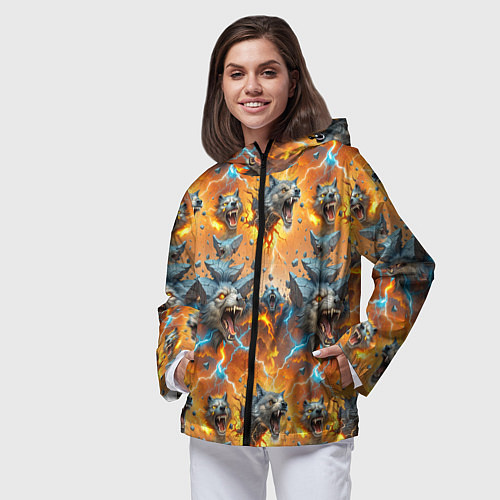 Женская ветровка Волки и камни / 3D-Черный – фото 3