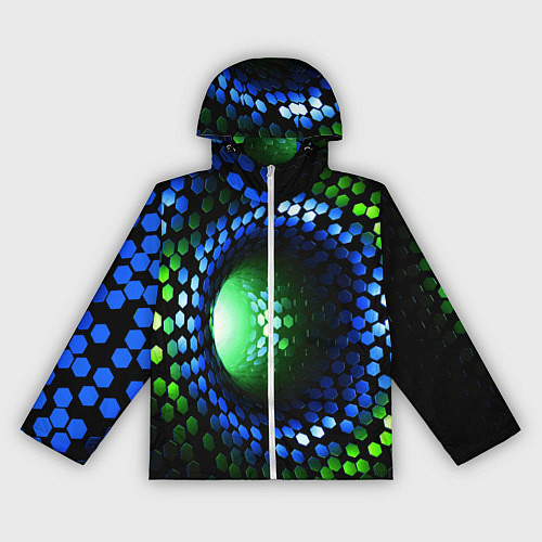 Женская ветровка Червоточина - гексагональные чешуйки со свечением / 3D-Белый – фото 1