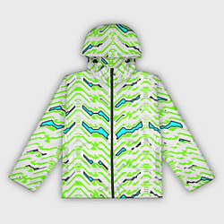 Ветровка с капюшоном женская Агрессивный бело-зелёный паттерн, цвет: 3D-черный