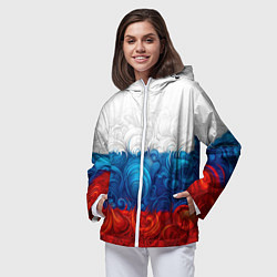 Ветровка с капюшоном женская Орнамент триколор, цвет: 3D-белый — фото 2