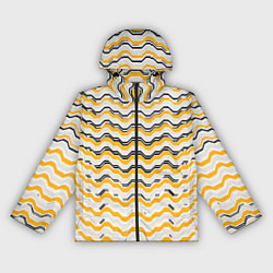 Ветровка с капюшоном женская Чёрные и жёлтые полосы на белом фоне, цвет: 3D-черный