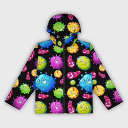 Ветровка с капюшоном женская Смешные бактерии паттерн, цвет: 3D-черный