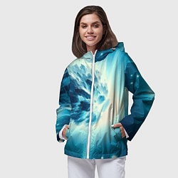 Ветровка с капюшоном женская Неоновая комета - нейросеть, цвет: 3D-белый — фото 2