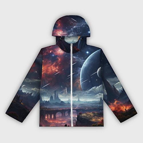 Женская ветровка Фантастическая планета внутри космоса / 3D-Белый – фото 1
