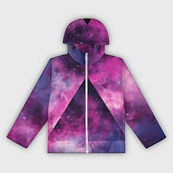 Ветровка с капюшоном женская Пирамида в космосе абстракции, цвет: 3D-белый