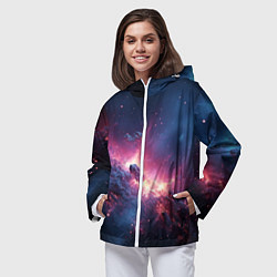 Ветровка с капюшоном женская Взрыв в космосе, цвет: 3D-белый — фото 2