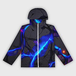 Ветровка с капюшоном женская Темный синий неон из разлома плит, цвет: 3D-белый