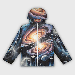 Женская ветровка Слияние двух галактик - неоновое свечение